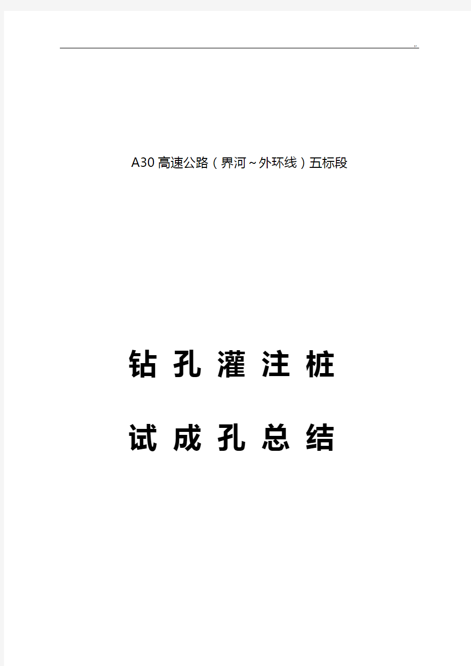 钻孔灌注桩试成孔情况总结报告