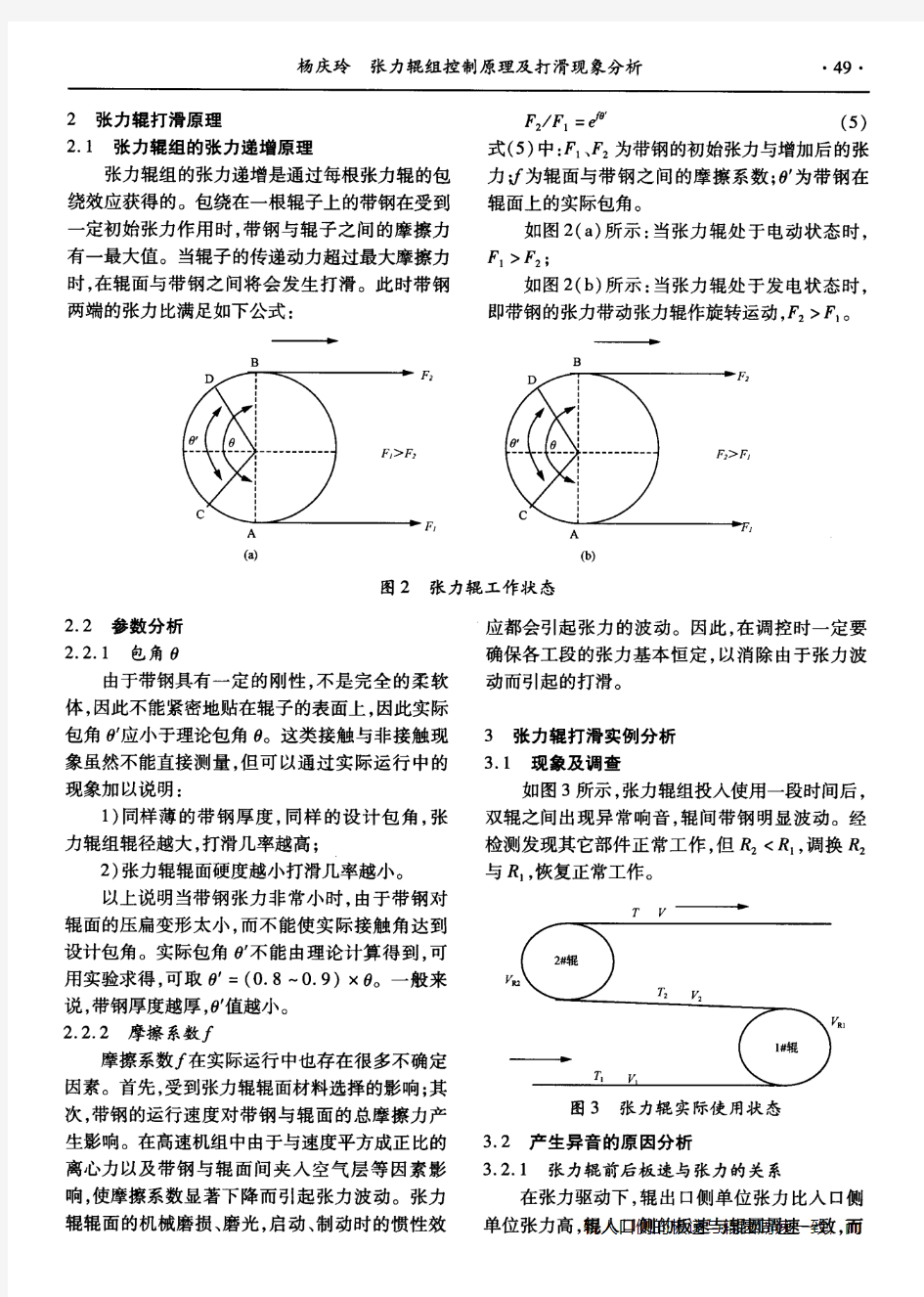 张力辊组控制原理及打滑现象分析