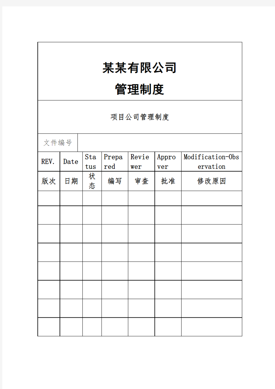 项目公司管理制度