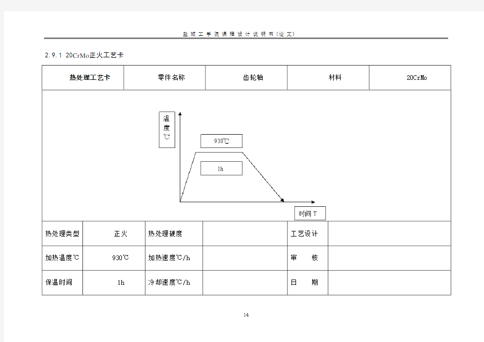 20CrMO热处理工艺卡片