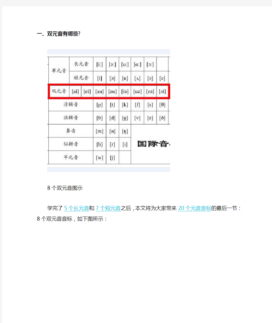 8个双元音音标发音技巧与单词举例