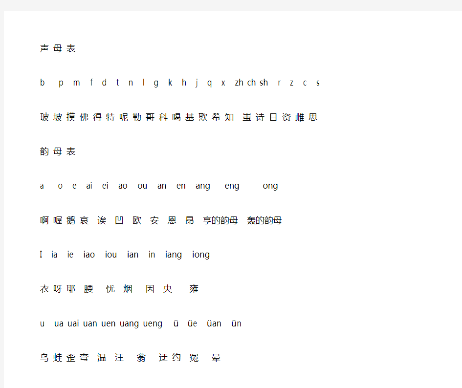 汉语拼音发音表