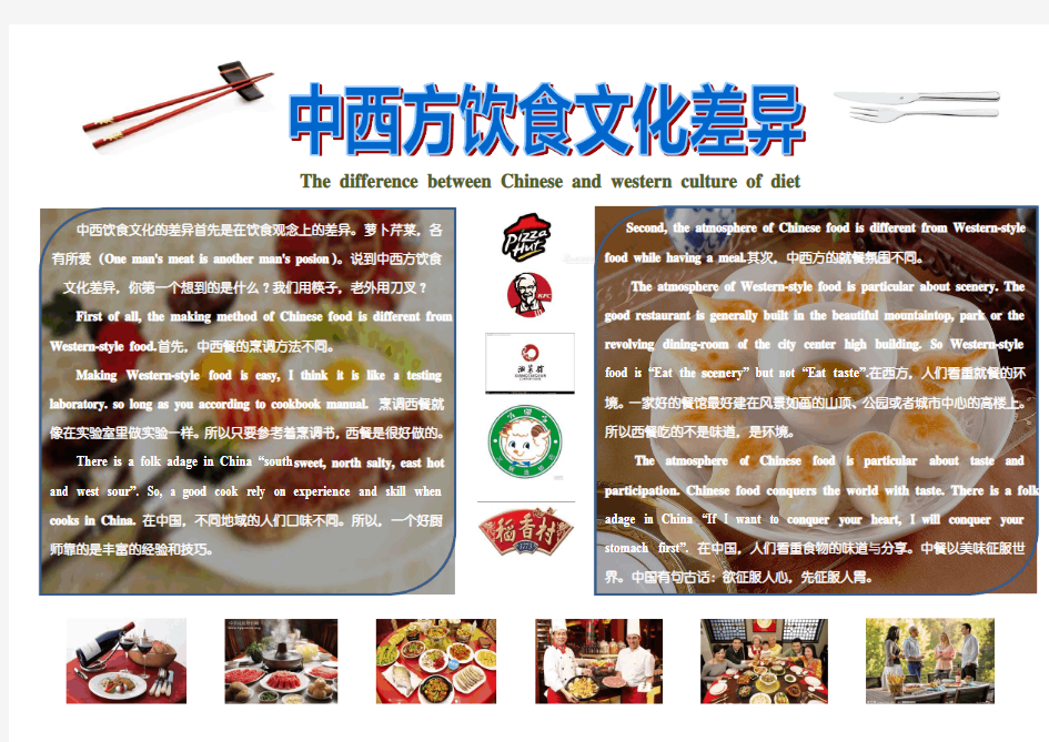 手抄报(中西方饮食文化差异)