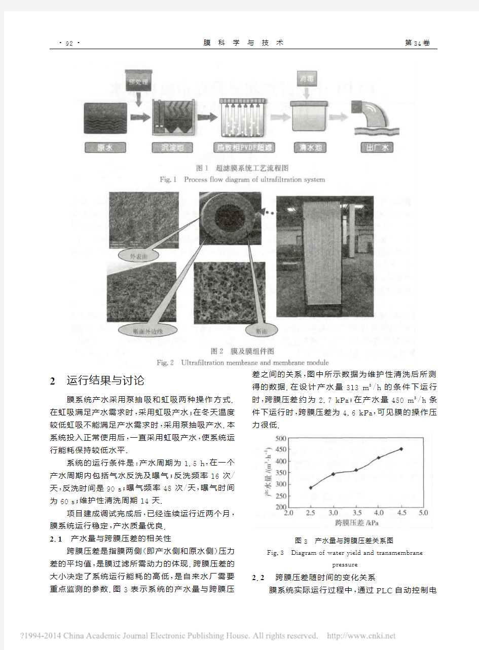 PVDF中空纤维超滤膜在市政自来水深度处理中的应用_上海某水厂的工程示范
