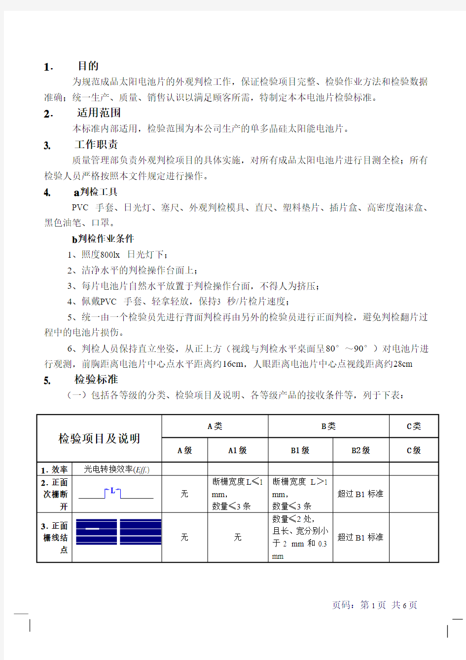 电池片分档标准[1]