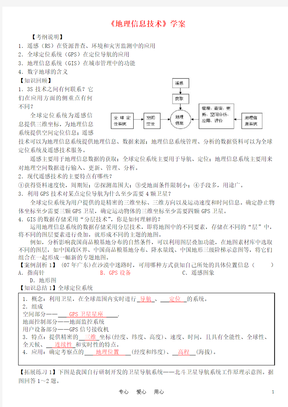 高考地理 地理信息技术复习学案