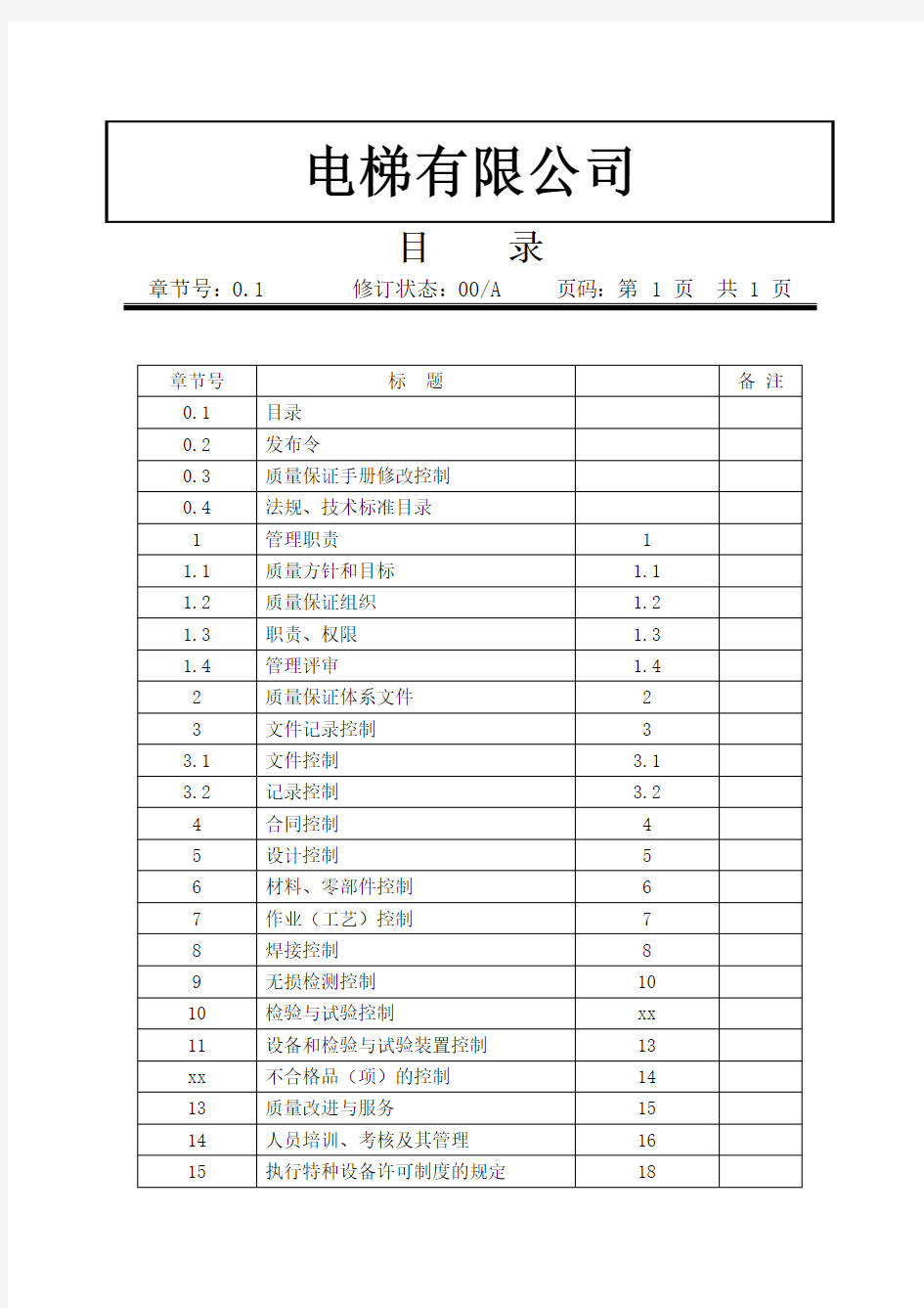 电梯质量保证手册