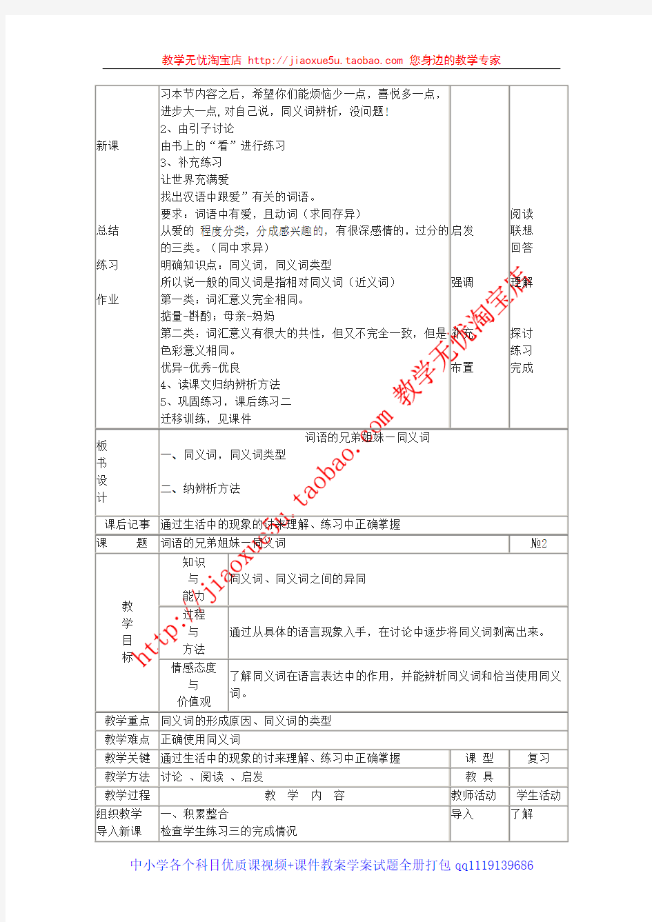 《词语的兄弟姐妹——同义词》教案