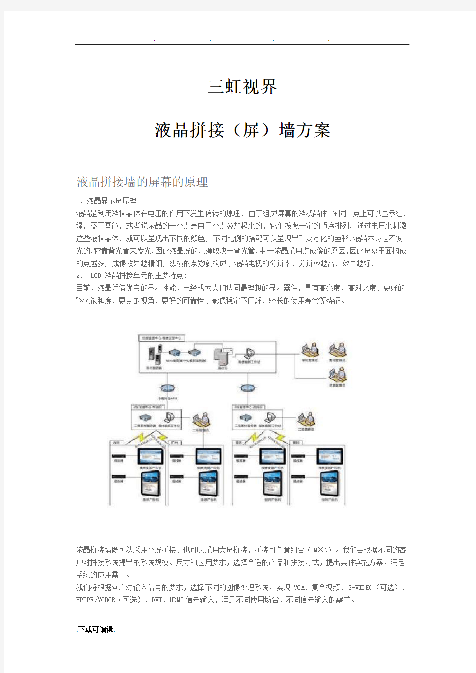 液晶拼接(屏)墙方案