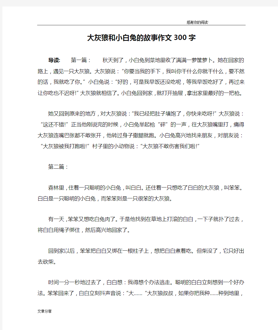 大灰狼和小白兔的故事作文300字