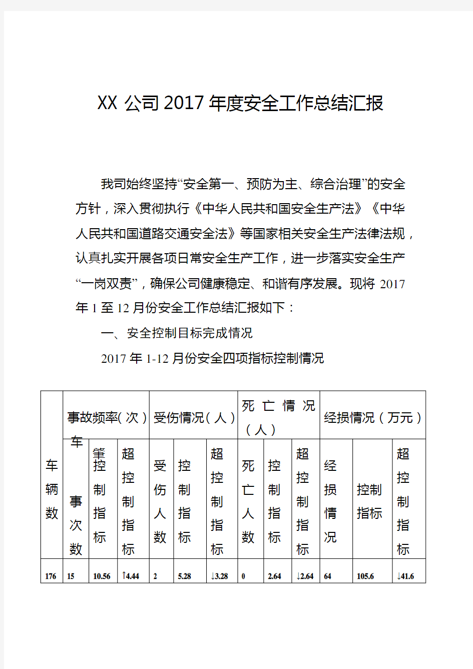 客运公司2017年度安全工作总结