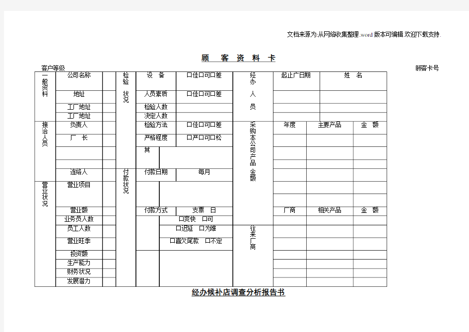 客户资料管理表格模板大全