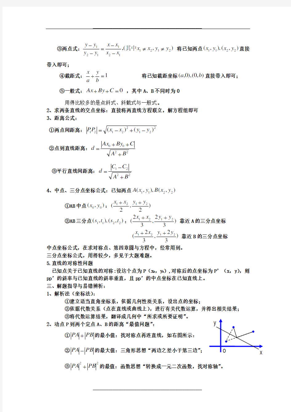 高中数学直线与圆的方程知识点总结