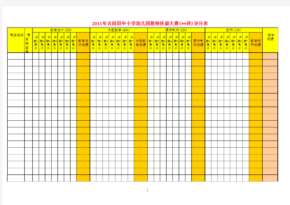 教师技能大赛评分表