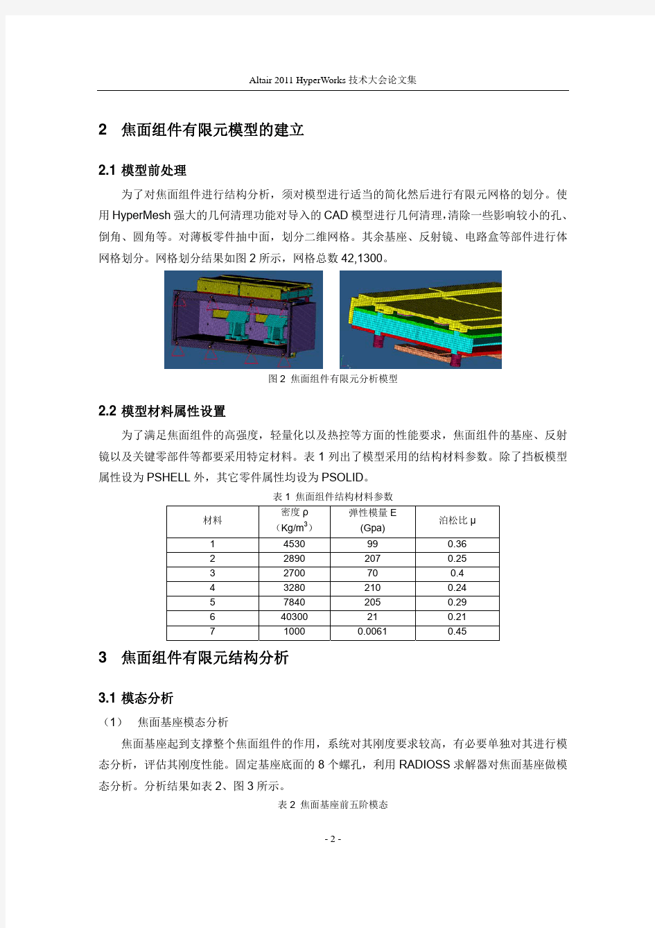 HyperWorks在航空相机焦面组件结构力学分析上的应用_常君磊