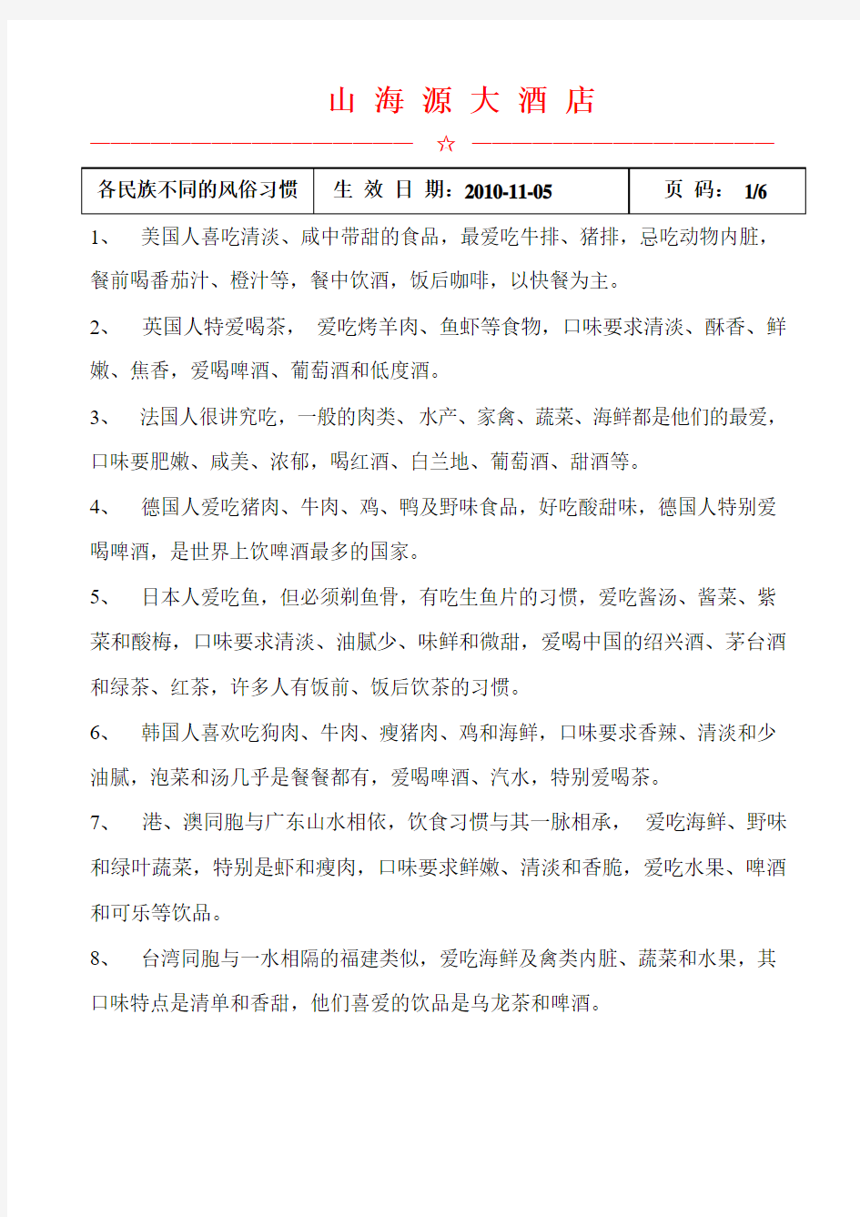 各民族不同的风俗习惯