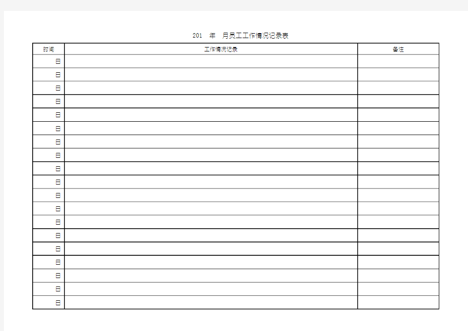 员工工作情况记录表