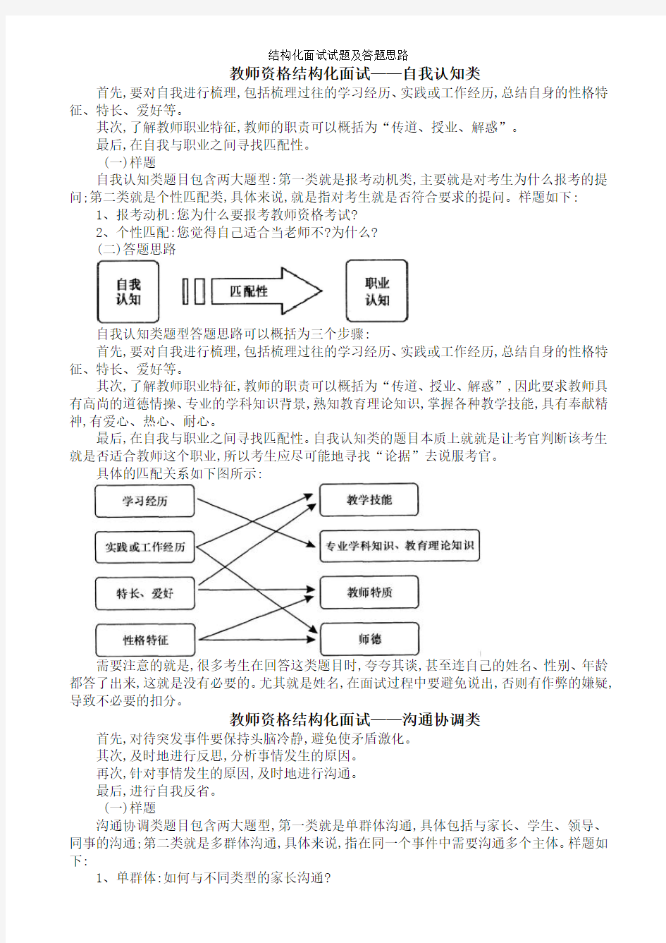 结构化面试试题及答题思路