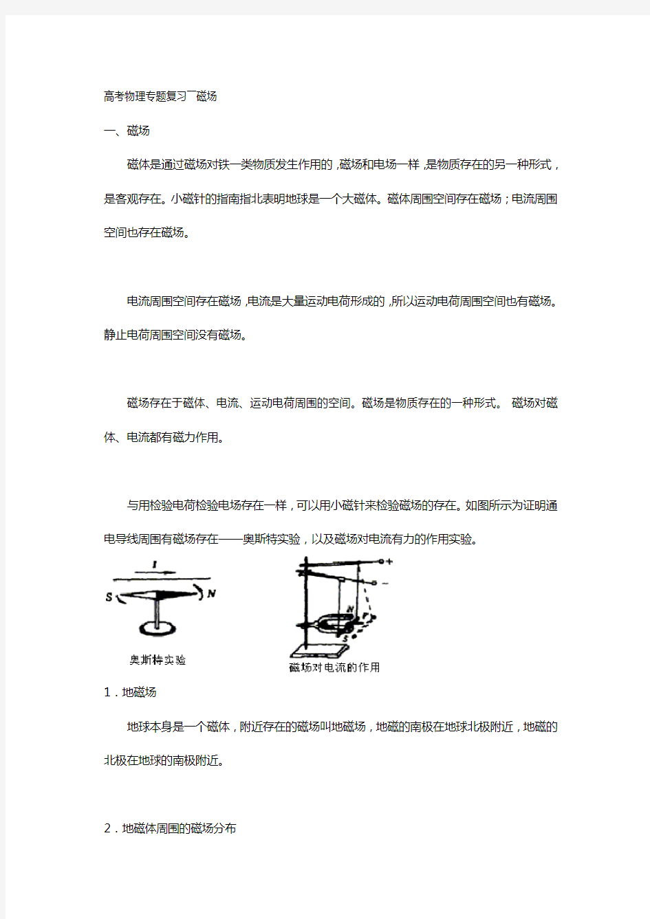 高考总复习磁场知识点总结