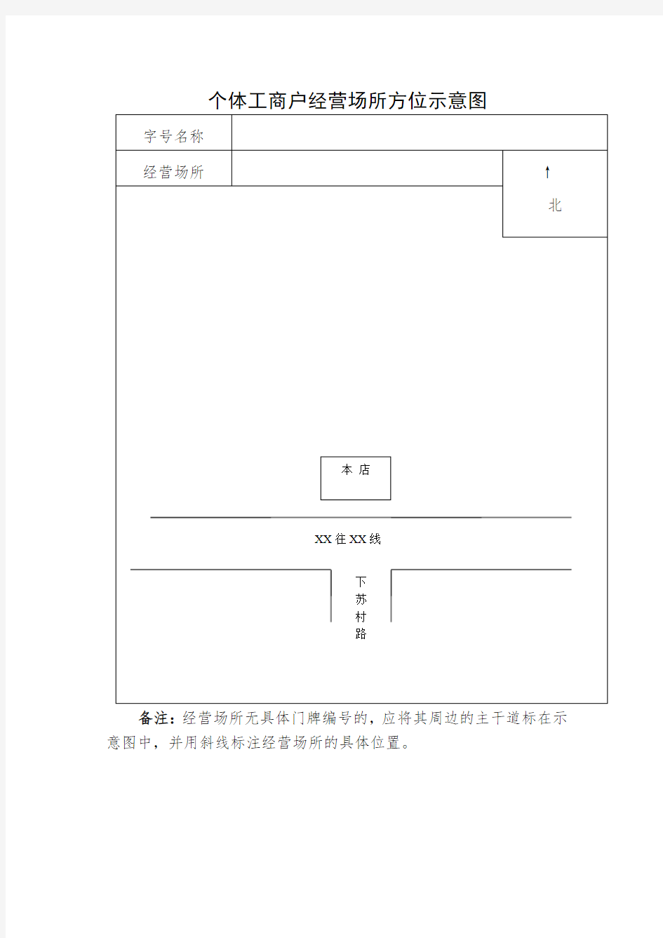 个体工商户经营场所方位示意图