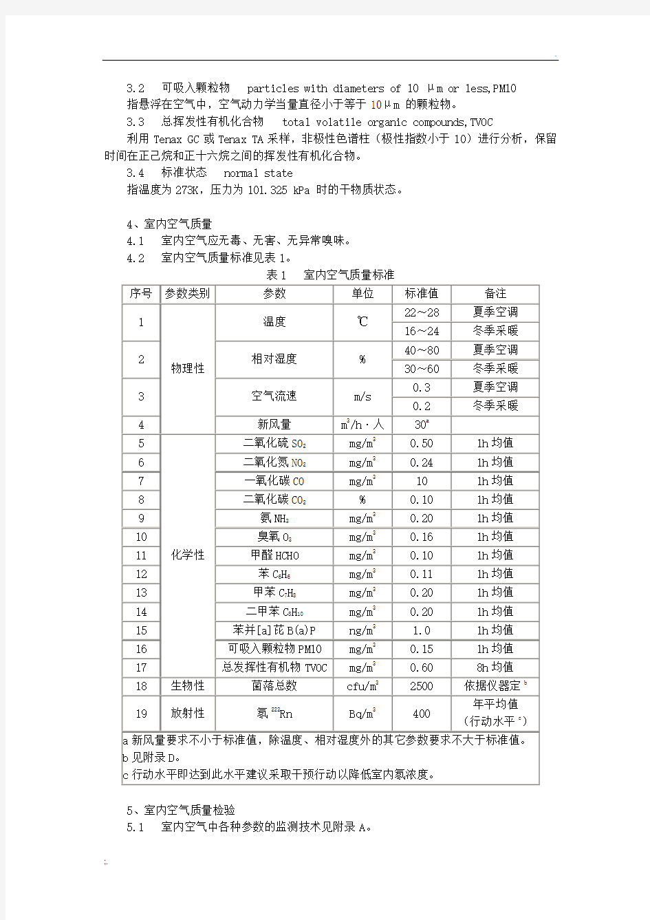 室内空气质量标准(GBT 18883)