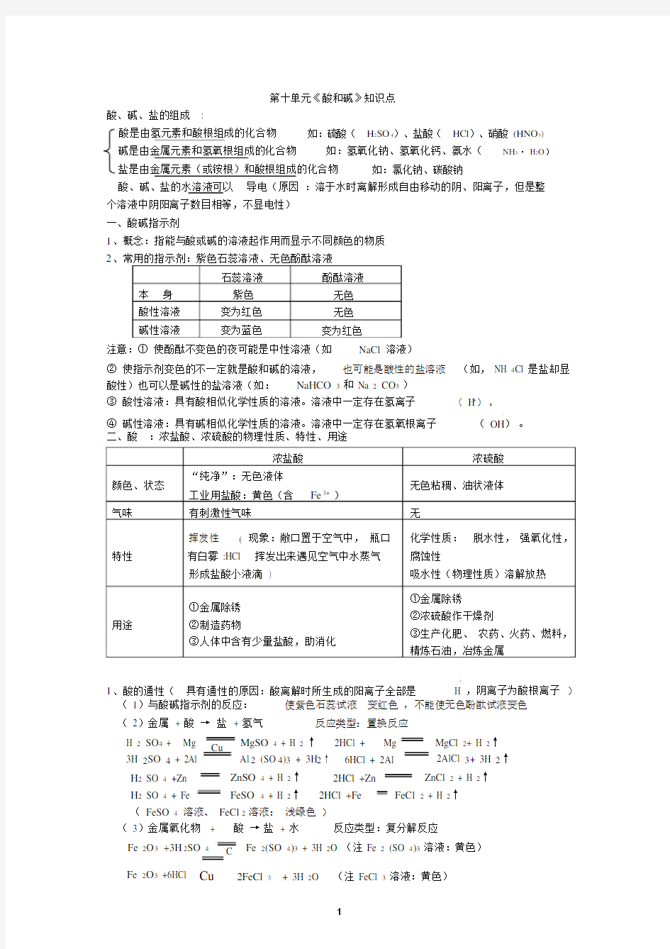 (完整版)九年级化学第十单元知识点.doc