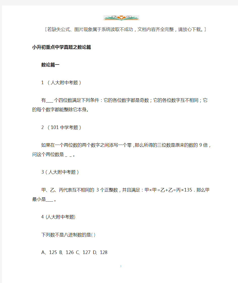 小升初数学专项解析+习题-数论篇(附答案).doc