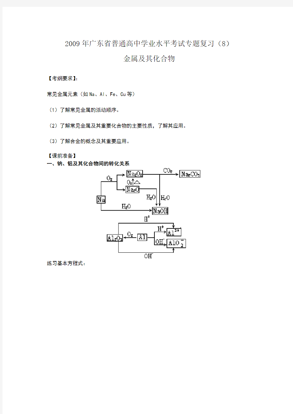 金属及其化合物复习资料