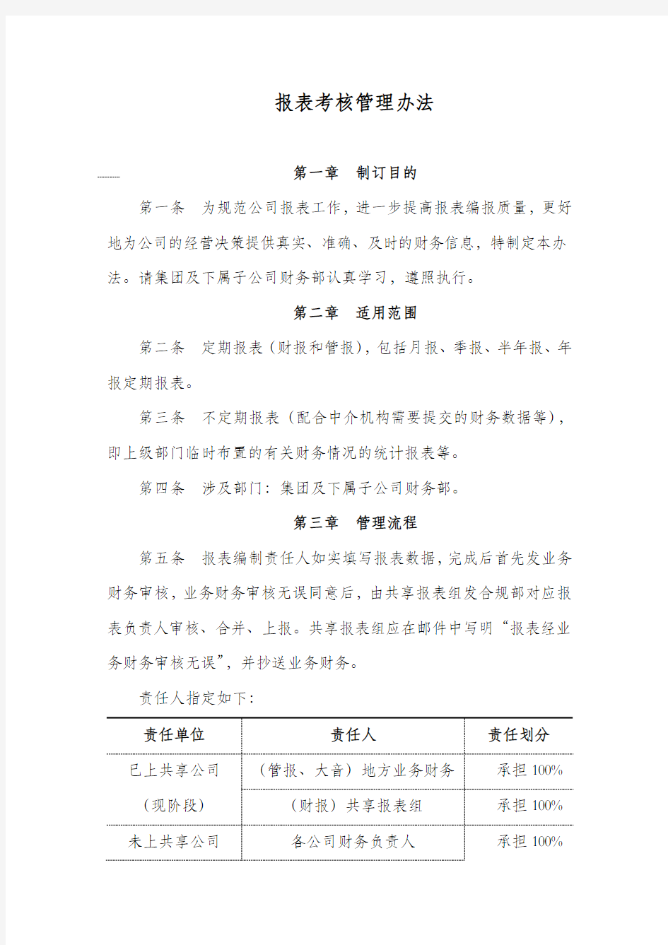 报表考核管理办法——征求意见稿