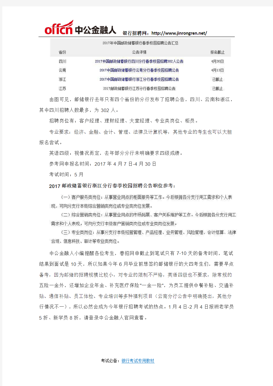 2018中国邮储银行春季校园招聘：不限专业,不限英语