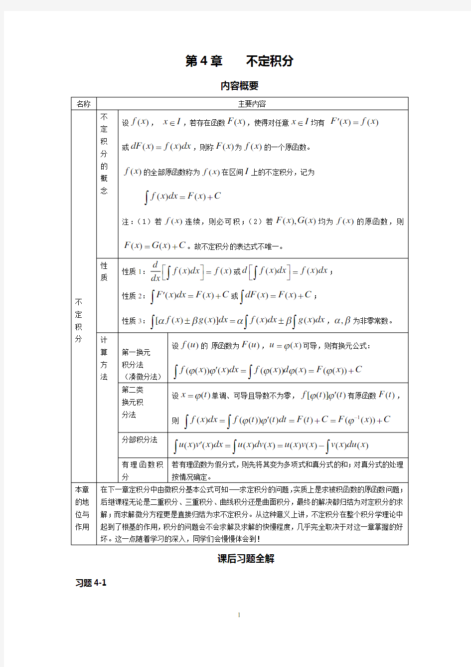 高等数学不定积分课后习题详解