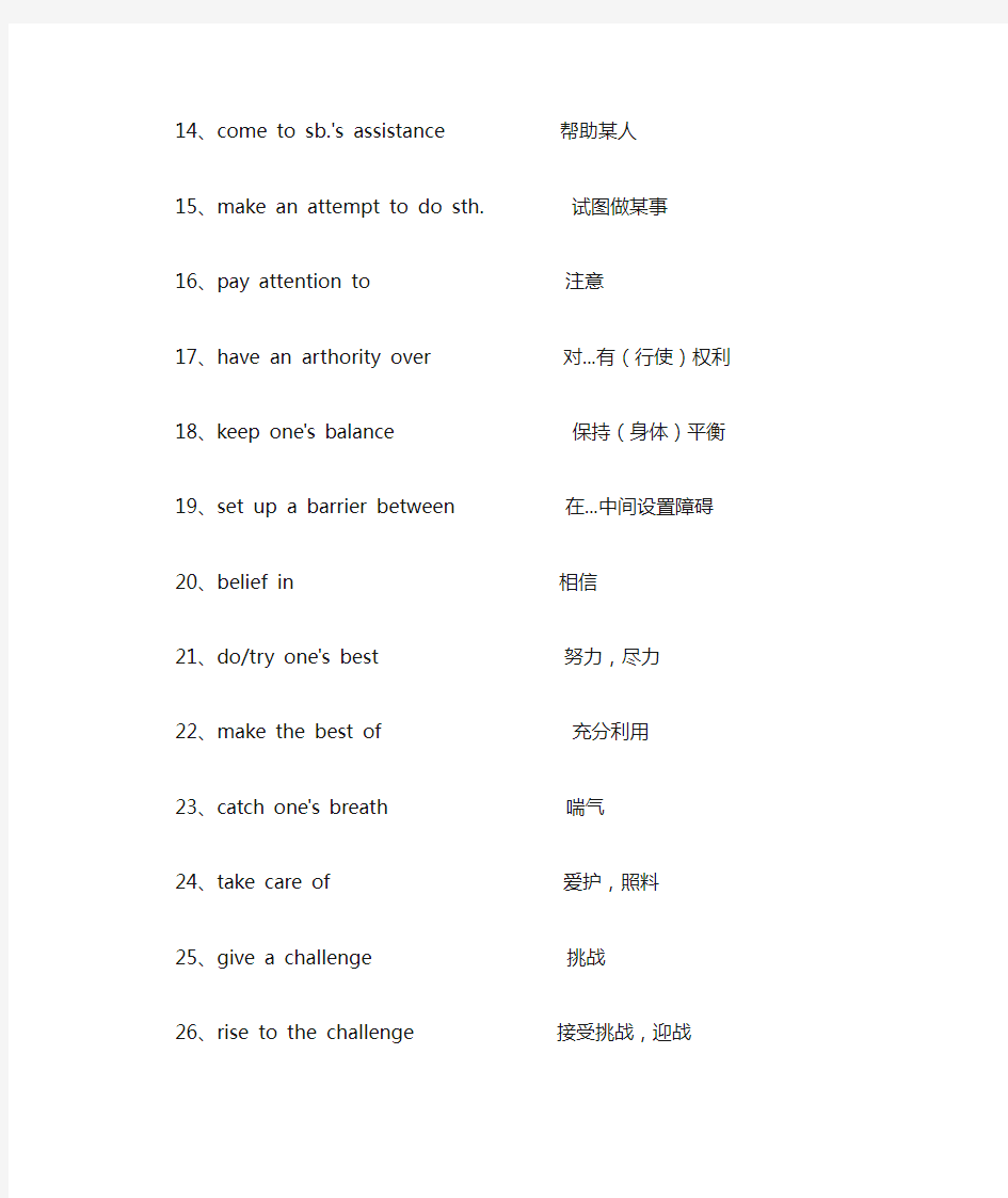 (完整版)大学英语四级重点词组、短语、词汇