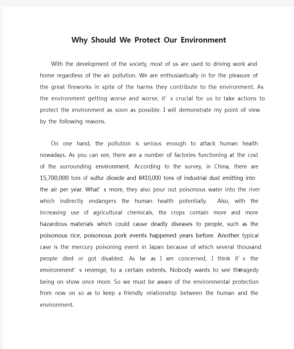 Why Should We Protect Our Environment