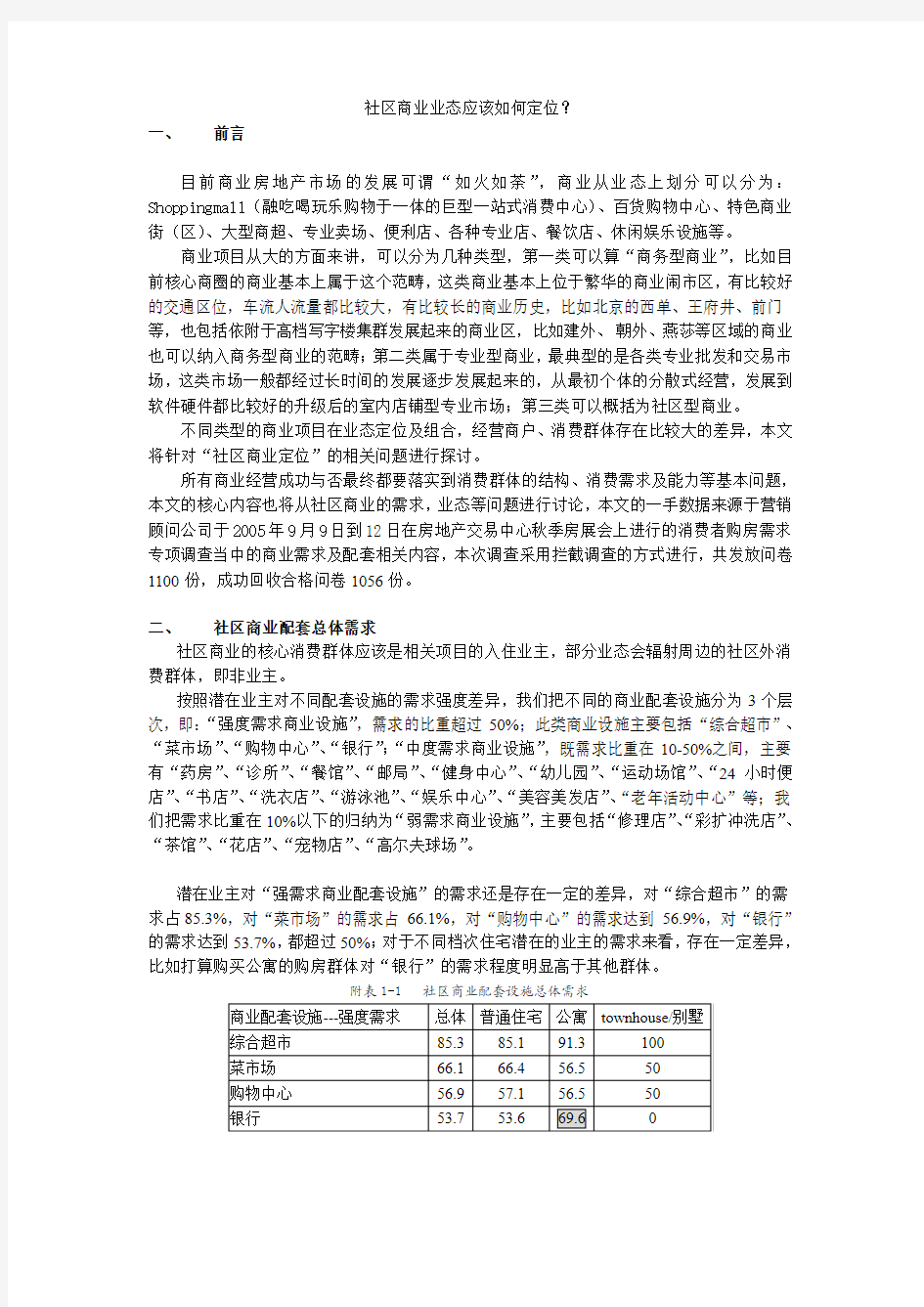 社区商业业态应该如何定位