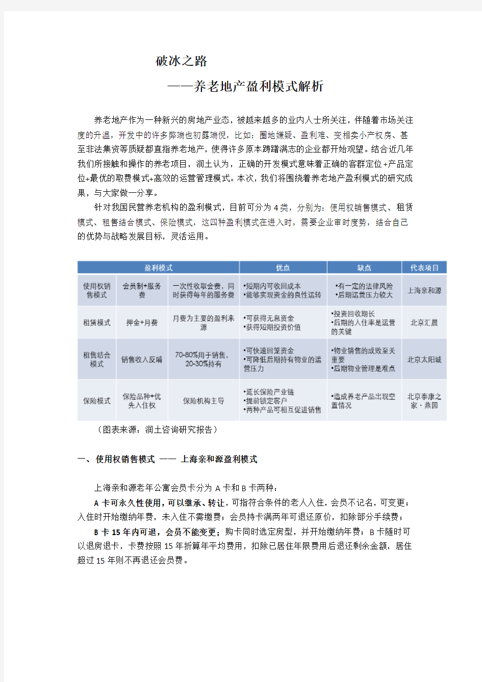 破冰之路-养老地产盈利模式解析