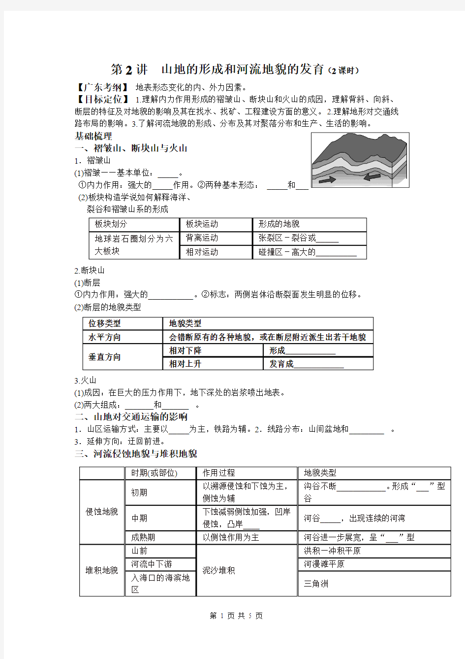 2015年3月份高考地理艺术班复习资料——必修一第四章第二讲