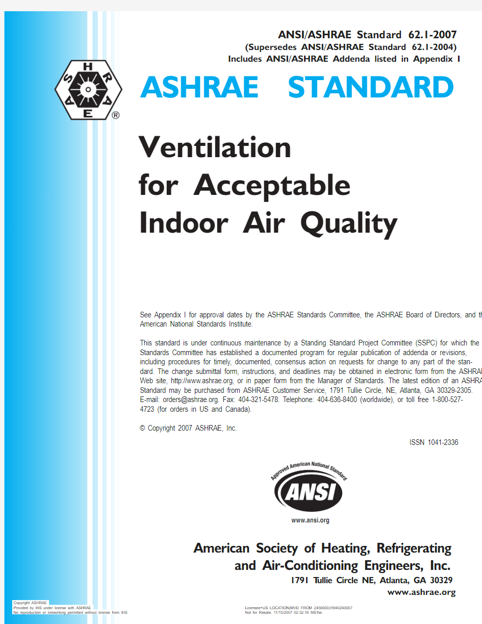 Ashrae 62.1-2007 Ventilation for Acceptable Indoor Air Quality