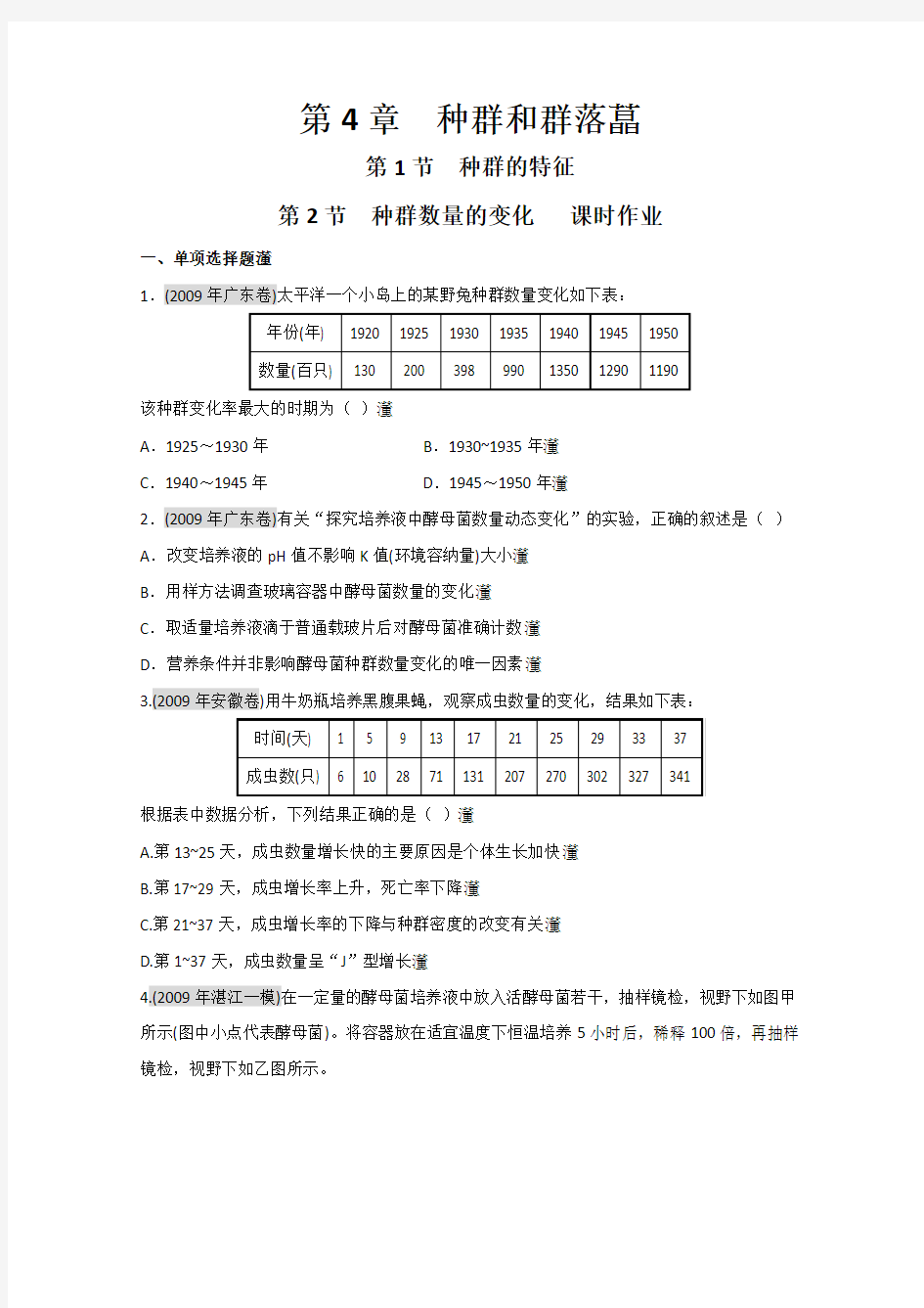 2011届高考生物第一轮复习专题精选复习题15