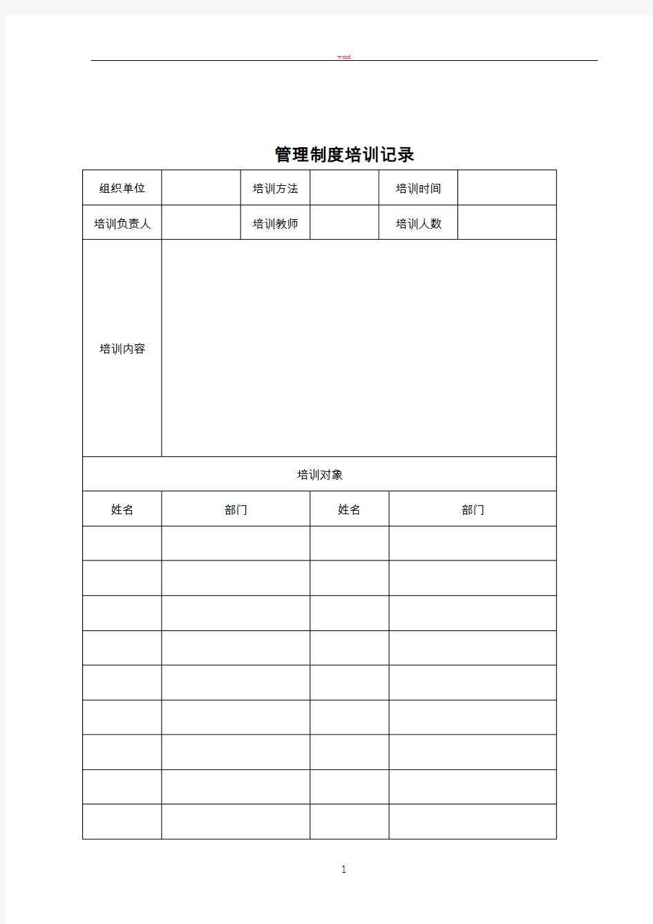 管理制度和操作规程培训记录