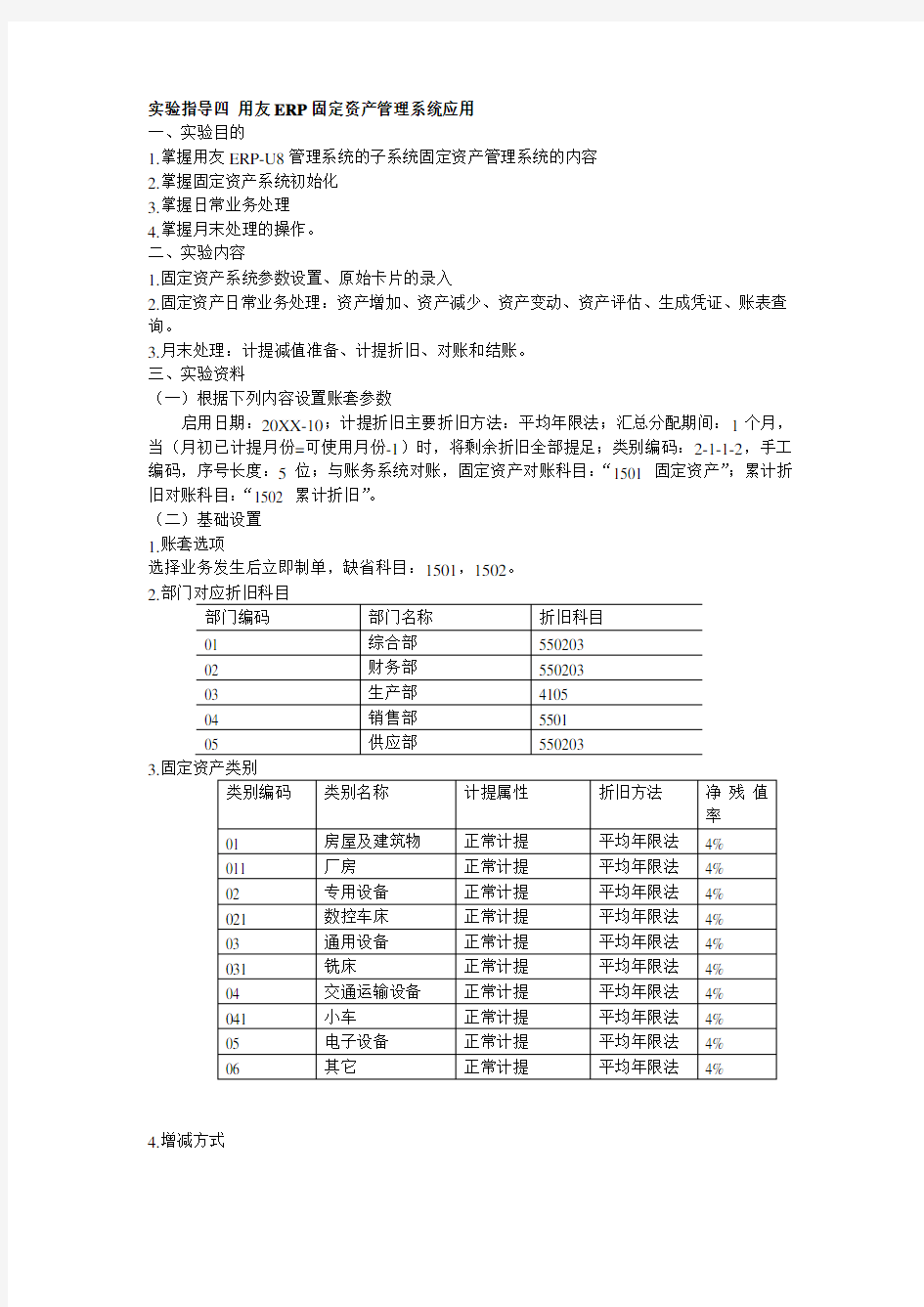 推荐下载-实验指导四用友ERP固定资产管理系统应用 精品