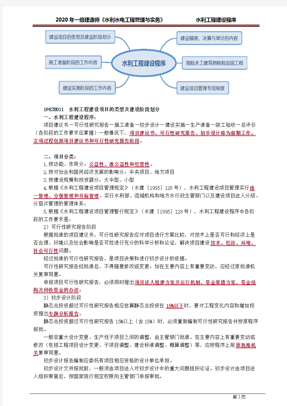 一建【水利】建工精讲讲义：水利工程建设程序2011