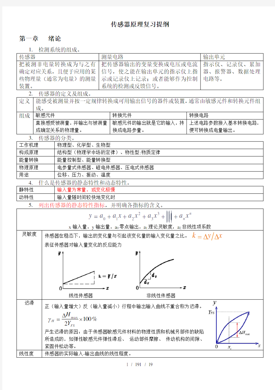 传感器原理复习提纲及详细知识点