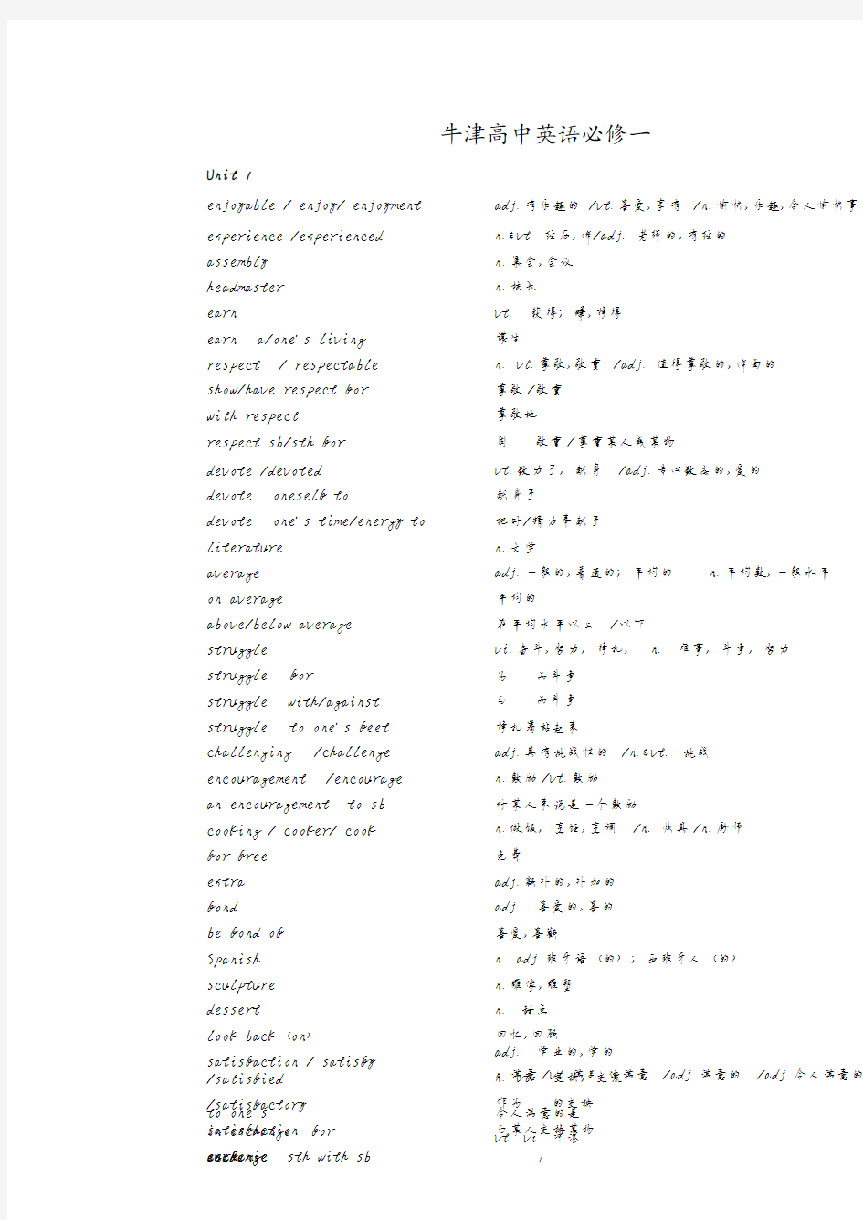 苏教版高一英语必修一单词.pdf