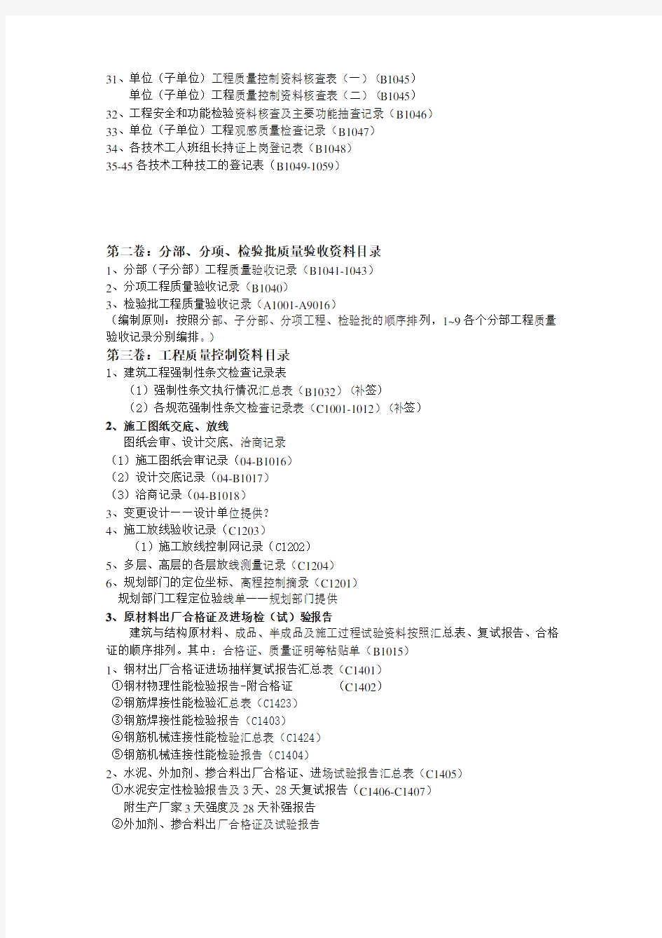 陕西省工程资料组卷最新版