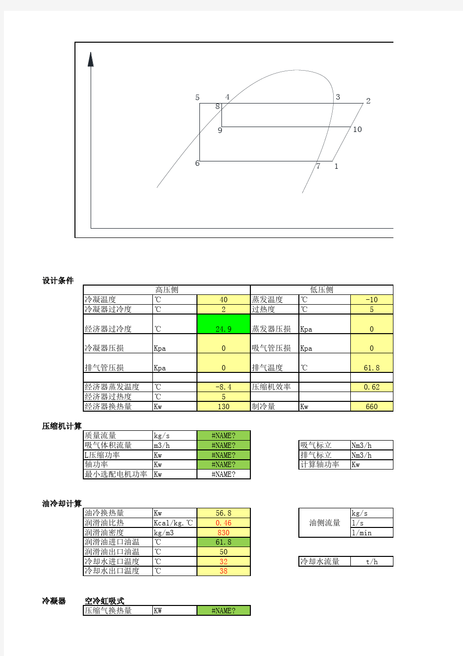 双级压缩制冷系统热力学计算-(R134A)