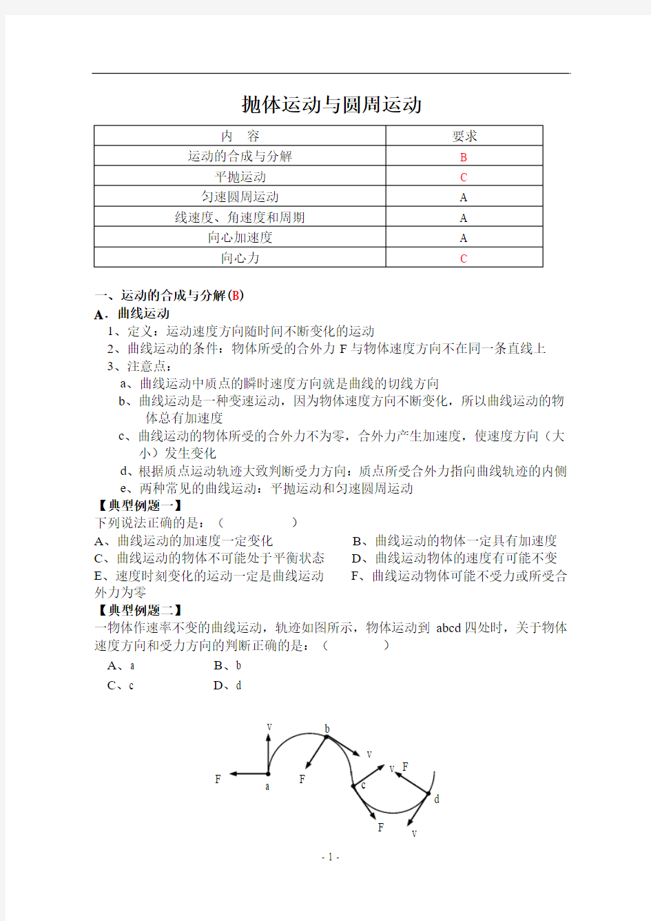 抛体运动与圆周运动