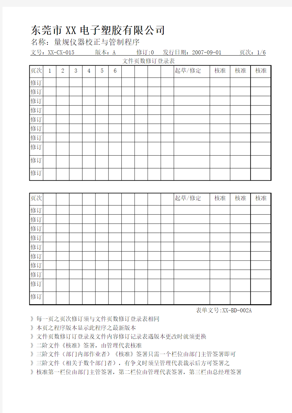 量规仪器校正与管制程序