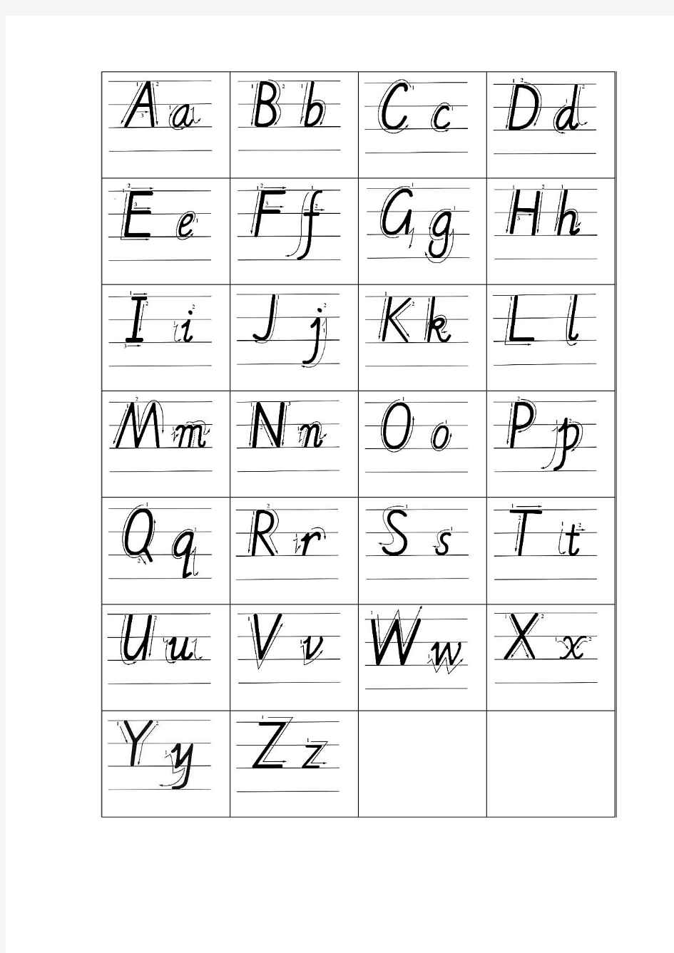 26个英文字母笔顺书写标准(高清版)