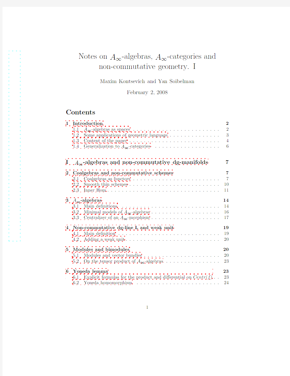 Notes on A-infinity algebras, A-infinity categories and non-commutative geometry. I