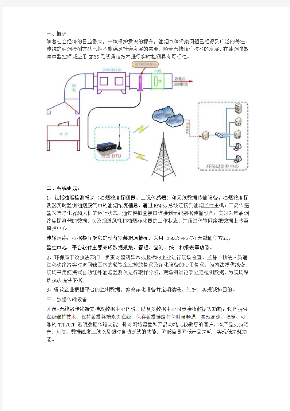 餐饮行业油烟在线监控系统解决方案